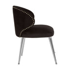 Piermount Dining Chair | Black Velvet Dining Chair with Silver Finish Legs