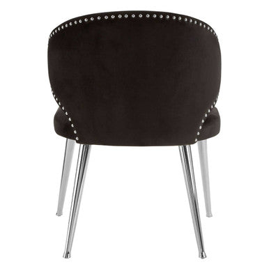 Piermount Dining Chair | Black Velvet Dining Chair with Silver Finish Legs
