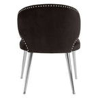 Piermount Dining Chair | Black Velvet Dining Chair with Silver Finish Legs