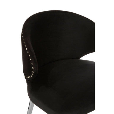 Piermount Dining Chair | Black Velvet Dining Chair with Silver Finish Legs