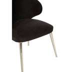 Piermount Dining Chair | Black Velvet Dining Chair with Silver Finish Legs