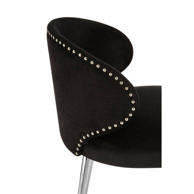 Piermount Dining Chair | Black Velvet Dining Chair with Silver Finish Legs
