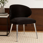 Piermount Dining Chair | Black Velvet Dining Chair with Silver Finish Legs