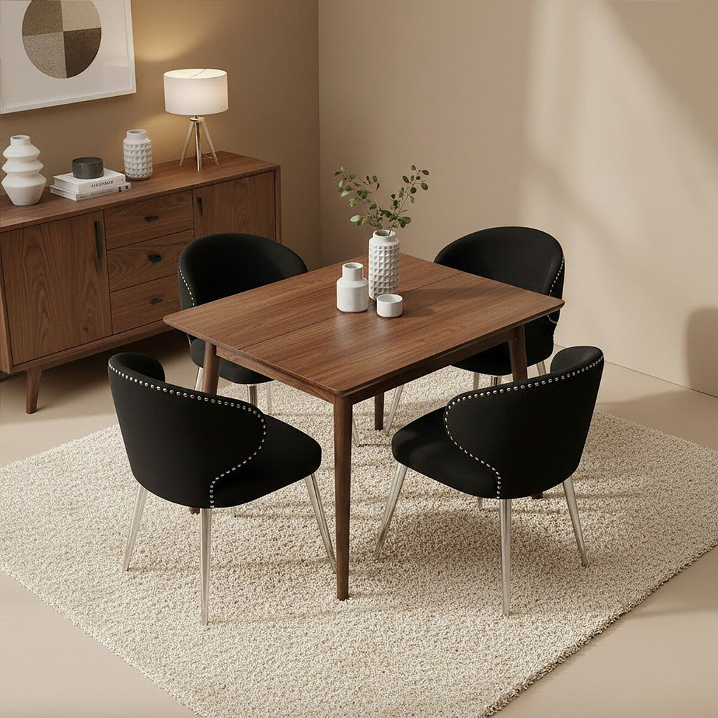 Piermount Dining Chair | Black Velvet Dining Chair with Silver Finish Legs
