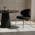 Piermount Dining Chair | Black Velvet Dining Chair with Silver Finish Legs