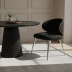 Piermount Dining Chair | Black Velvet Dining Chair with Silver Finish Legs