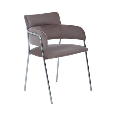 Tamzin Mink Velvet Dining Chair with Chrome Finish Frame
