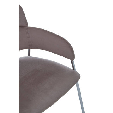 Tamzin Mink Velvet Dining Chair with Chrome Finish Frame