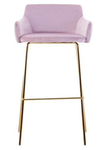 Tamzin Bar Chair | Pink Velvet Low Back Bar Chair