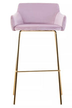 Tamzin Bar Chair | Pink Velvet Low Back Bar Chair