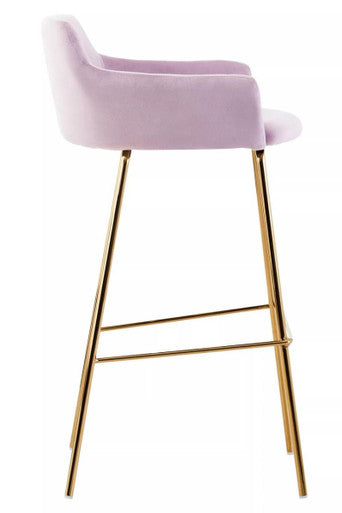 Tamzin Bar Chair | Pink Velvet Low Back Bar Chair