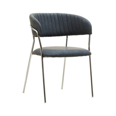 Tamzin Dark Grey Leather Effect and Chrome Frame Curved Dining Chair