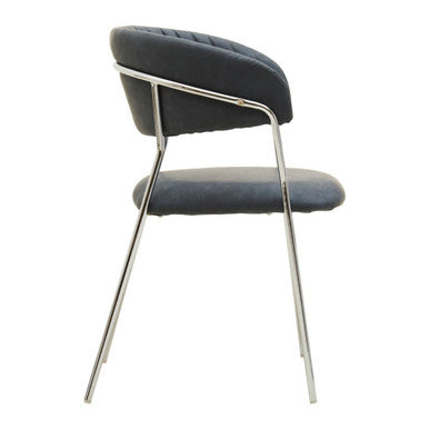 Tamzin Dark Grey Leather Effect and Chrome Frame Curved Dining Chair