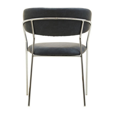 Tamzin Dark Grey Leather Effect and Chrome Frame Curved Dining Chair