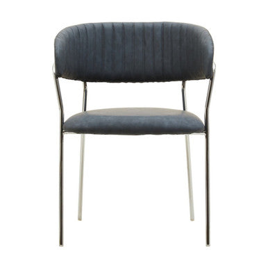 Tamzin Dark Grey Leather Effect and Chrome Frame Curved Dining Chair