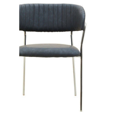 Tamzin Dark Grey Leather Effect and Chrome Frame Curved Dining Chair