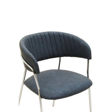 Tamzin Dark Grey Leather Effect and Chrome Frame Curved Dining Chair