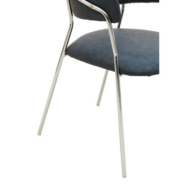 Tamzin Dark Grey Leather Effect and Chrome Frame Curved Dining Chair