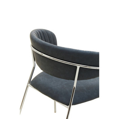 Tamzin Dark Grey Leather Effect and Chrome Frame Curved Dining Chair