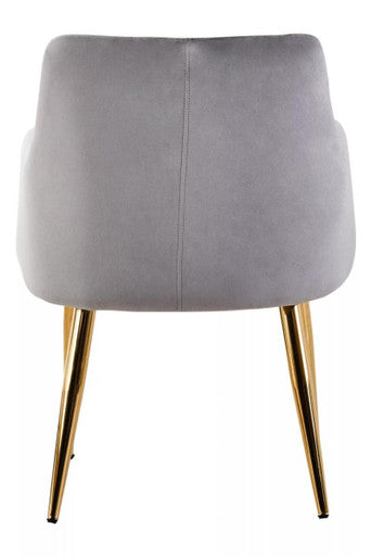 Tamzin Mink Velvet Quilted Dining Chair with Gold Finish Legs