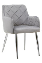 Tamzin Dining Chair | Mink Velvet Quilted Dining Chair with Chrome Finish Legs