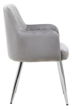 Tamzin Dining Chair | Mink Velvet Quilted Dining Chair with Chrome Finish Legs