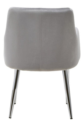 Tamzin Dining Chair | Mink Velvet Quilted Dining Chair with Chrome Finish Legs