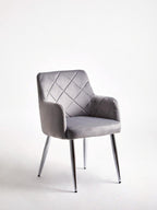 Tamzin Dining Chair | Mink Velvet Quilted Dining Chair with Chrome Finish Legs