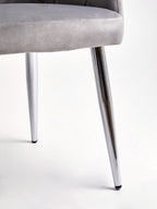 Tamzin Dining Chair | Mink Velvet Quilted Dining Chair with Chrome Finish Legs