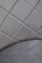 Tamzin Dining Chair | Mink Velvet Quilted Dining Chair with Chrome Finish Legs
