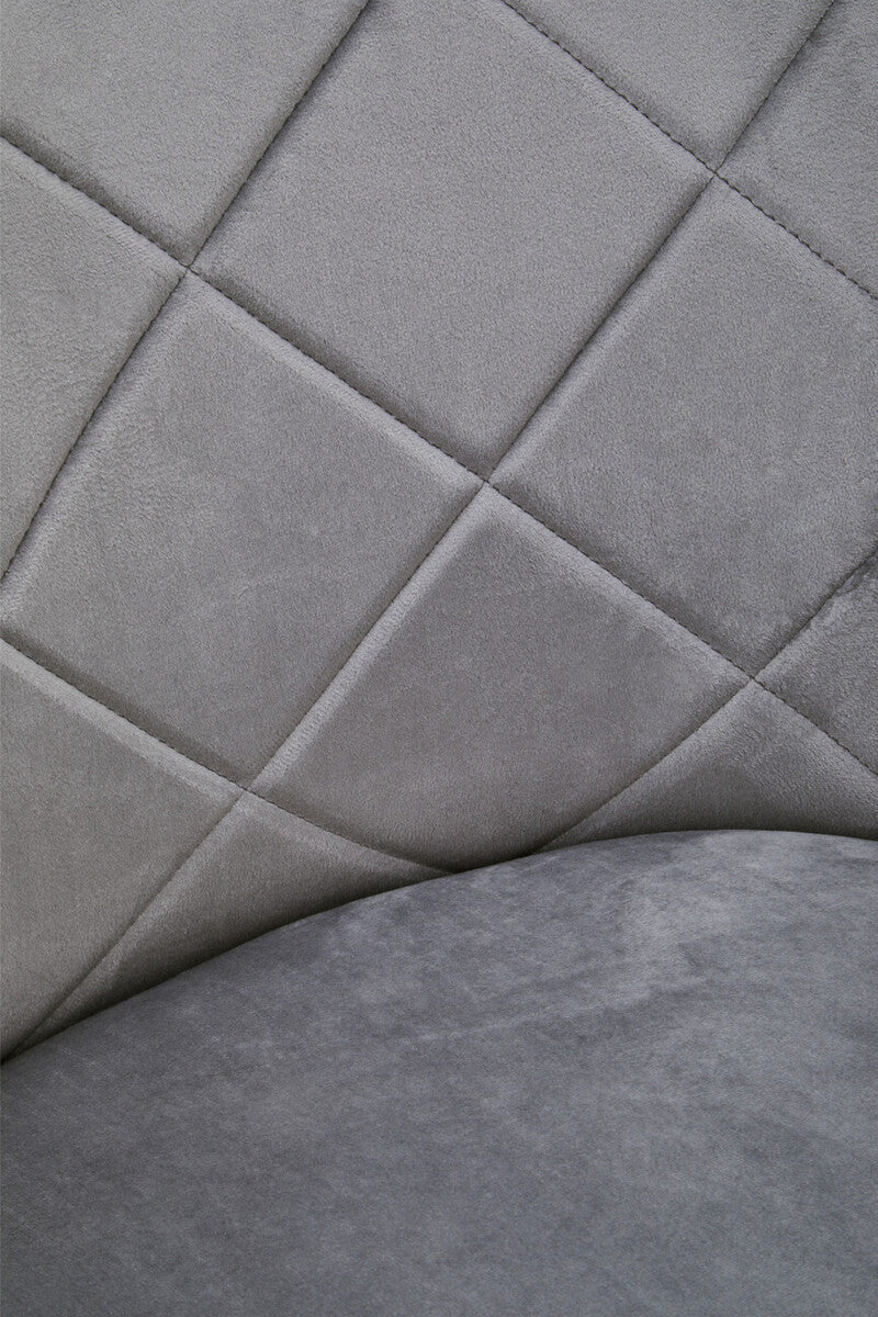 Tamzin Dining Chair | Mink Velvet Quilted Dining Chair with Chrome Finish Legs