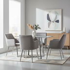 Tamzin Dining Chair | Mink Velvet Quilted Dining Chair with Chrome Finish Legs