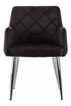 Tamzin Dining Chair | Black Velvet Quilted Dining Chair with Chrome Finish Legs