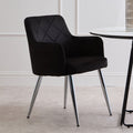Tamzin Dining Chair | Black Velvet Quilted Dining Chair with Chrome Finish Legs
