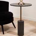 Rany Side Table | Black Marble and Antique Brass Finish Side Table