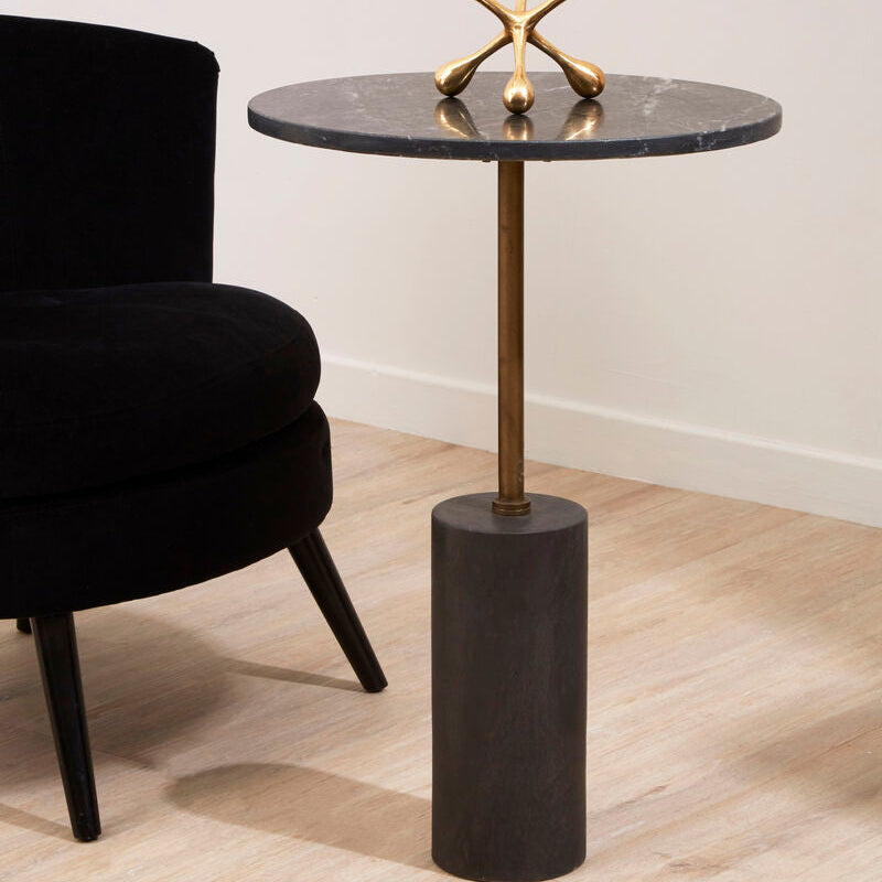 Rany Side Table | Black Marble and Antique Brass Finish Side Table