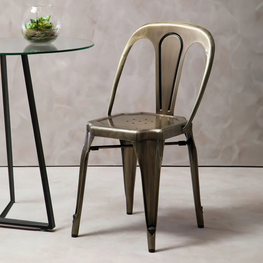 Grange Dining Chair | Brass Finish Metal Chair