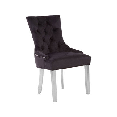 Richmond Dining Chair | Black Velvet Button Tufted Dining Chair