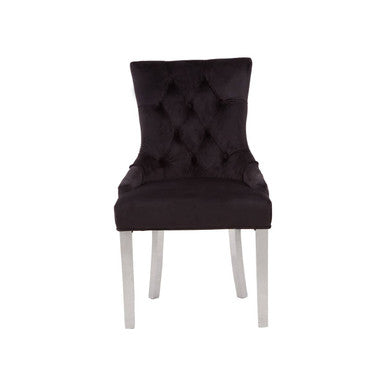 Richmond Dining Chair | Black Velvet Button Tufted Dining Chair