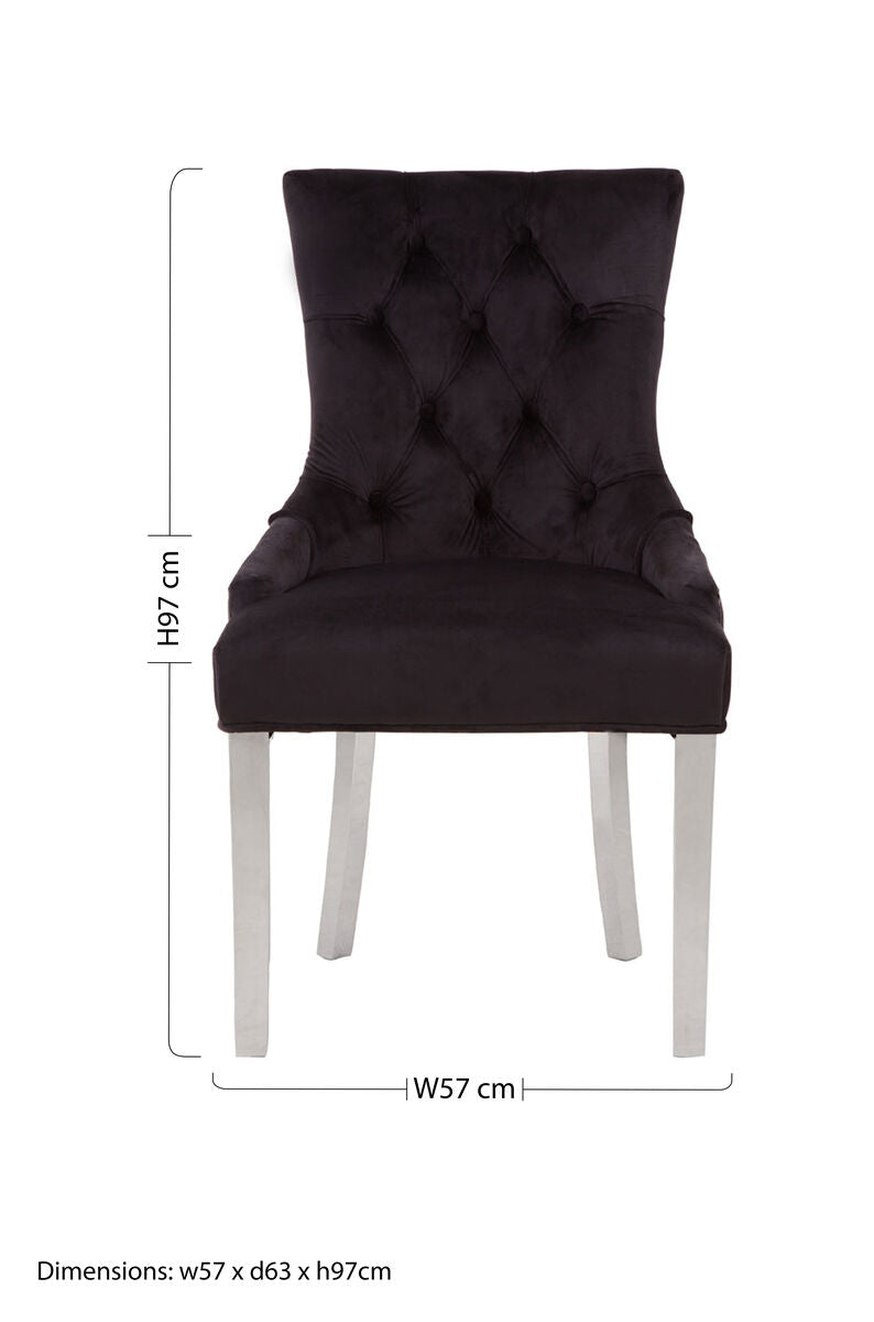 Richmond Dining Chair | Black Velvet Button Tufted Dining Chair