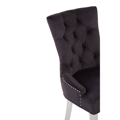 Richmond Dining Chair | Black Velvet Button Tufted Dining Chair