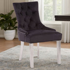 Richmond Dining Chair | Black Velvet Button Tufted Dining Chair