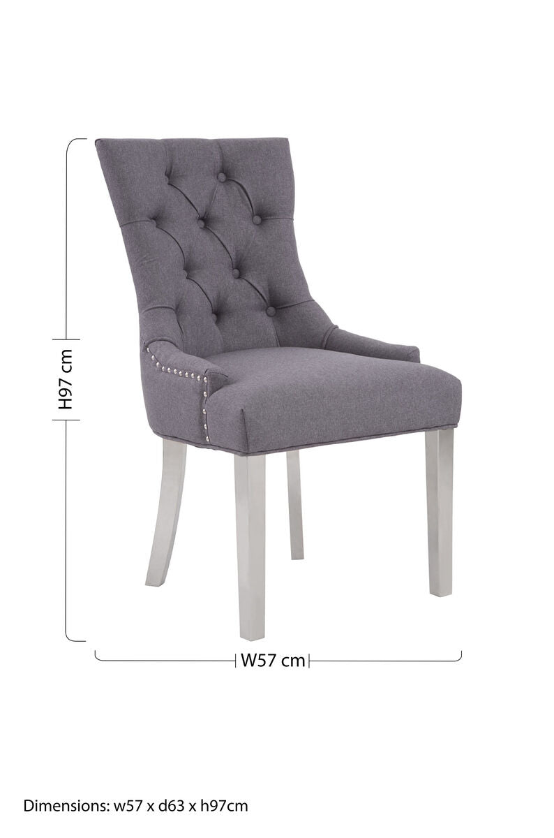 Richmond Grey Fabric Button Tufted Dining Chair
