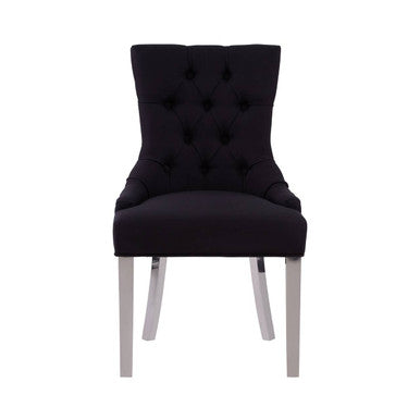 Richmond Black Fabric Button Tufted Dining Chair