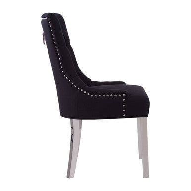 Richmond Black Fabric Button Tufted Dining Chair