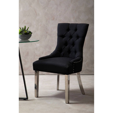 Richmond Black Fabric Button Tufted Dining Chair