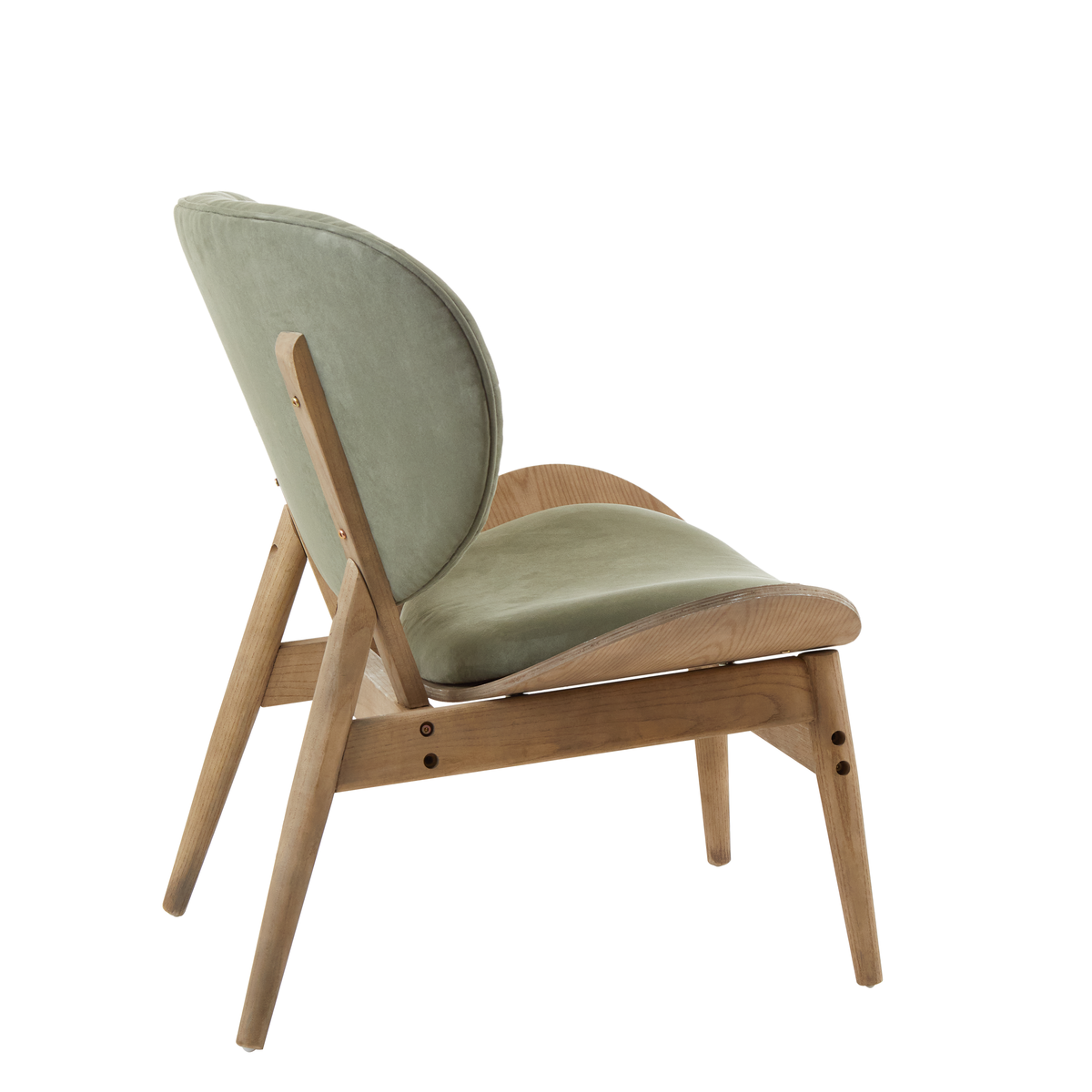 Vinsi Armchair | Green Velvet Chair with Grey Elm Wood Frame