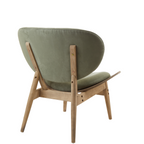 Vinsi Armchair | Green Velvet Chair with Grey Elm Wood Frame
