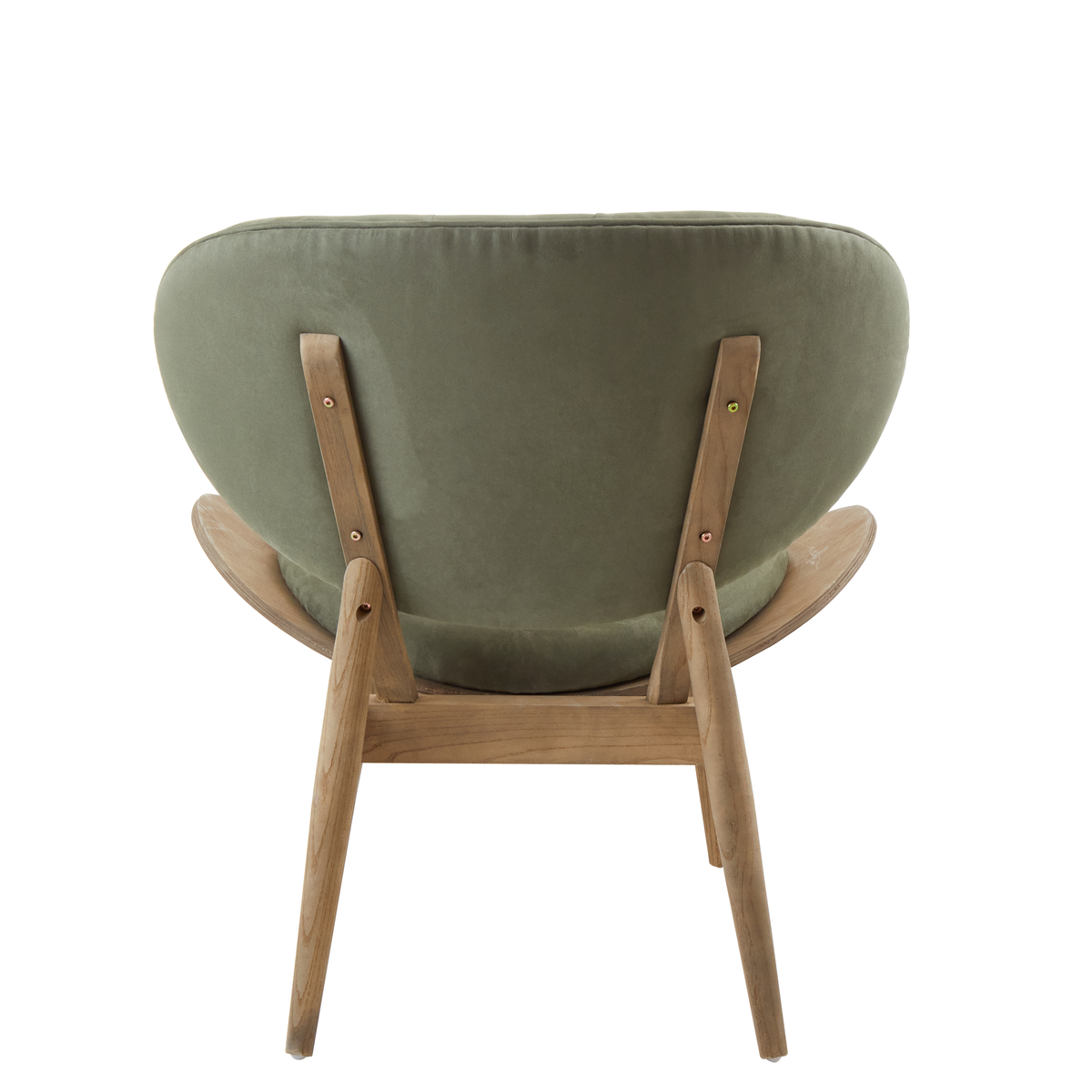 Vinsi Armchair | Green Velvet Chair with Grey Elm Wood Frame
