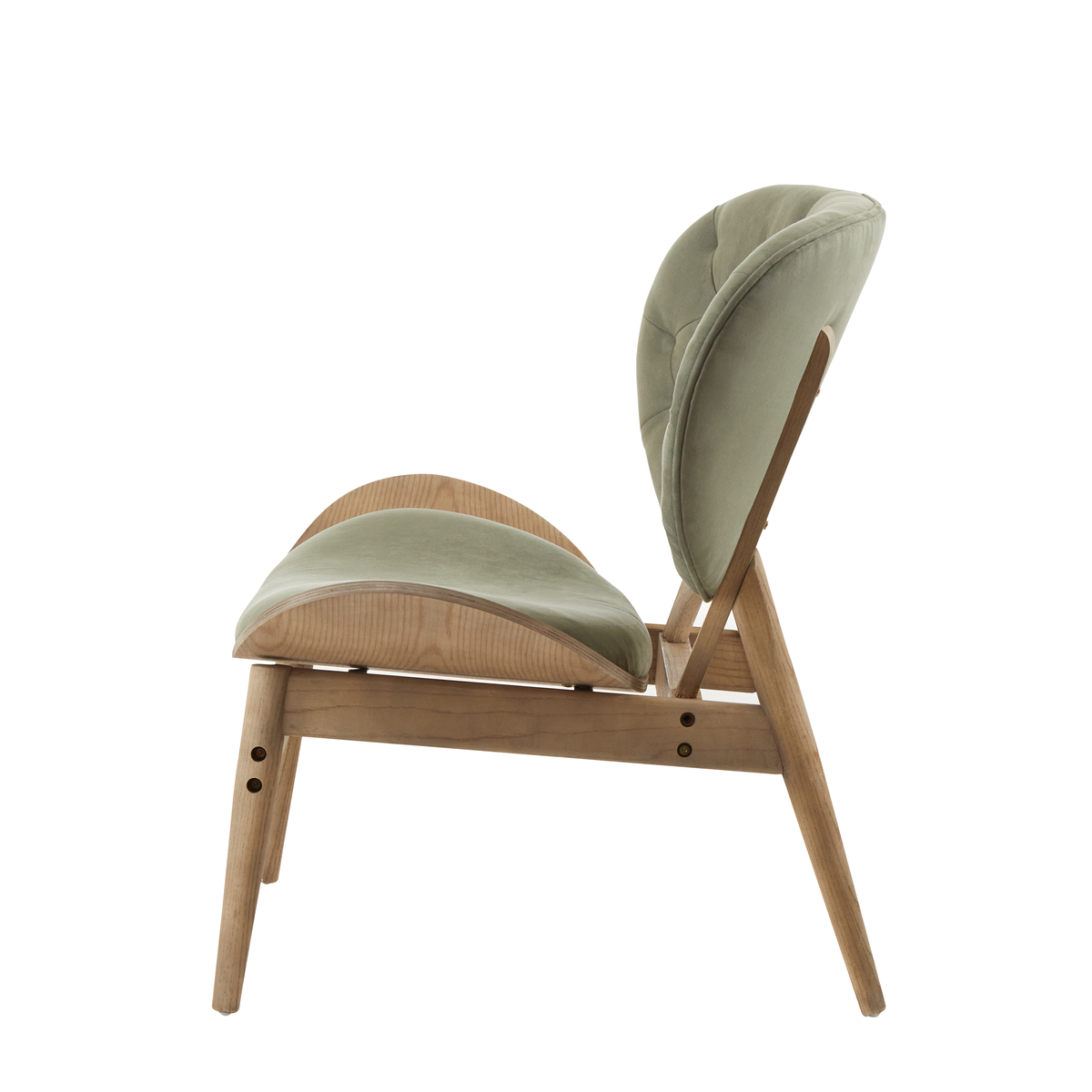 Vinsi Armchair | Green Velvet Chair with Grey Elm Wood Frame